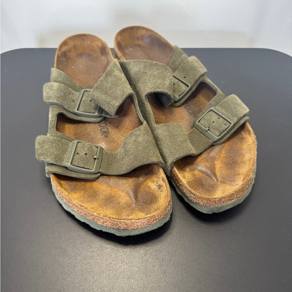 Sage green suede Birkenstocks size 11